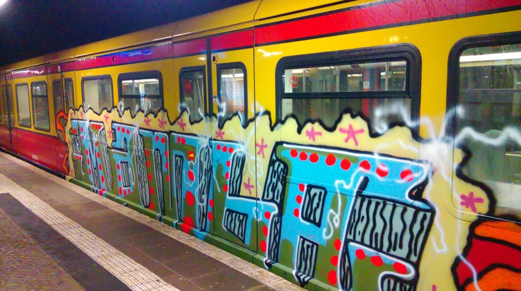 MAMBA-Graffiti on the Berlin train system "Ring-Bahn".
