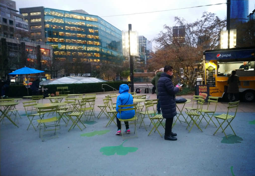 Food area made with paint and common furniture in Vancouver, Canada