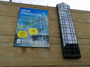 Neue Pinakothek banner written closing for renovation munich germany bavaria urbanism urban culture