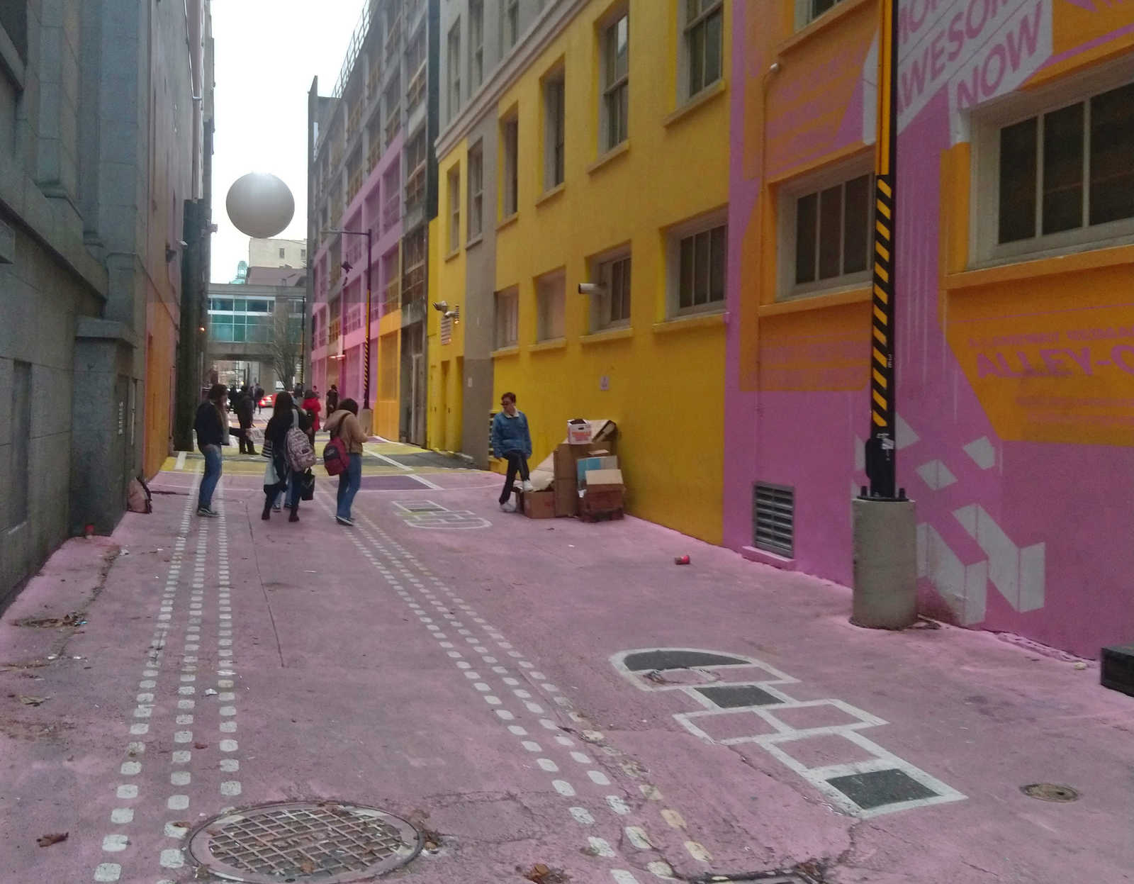 Space between buildings used as a playground