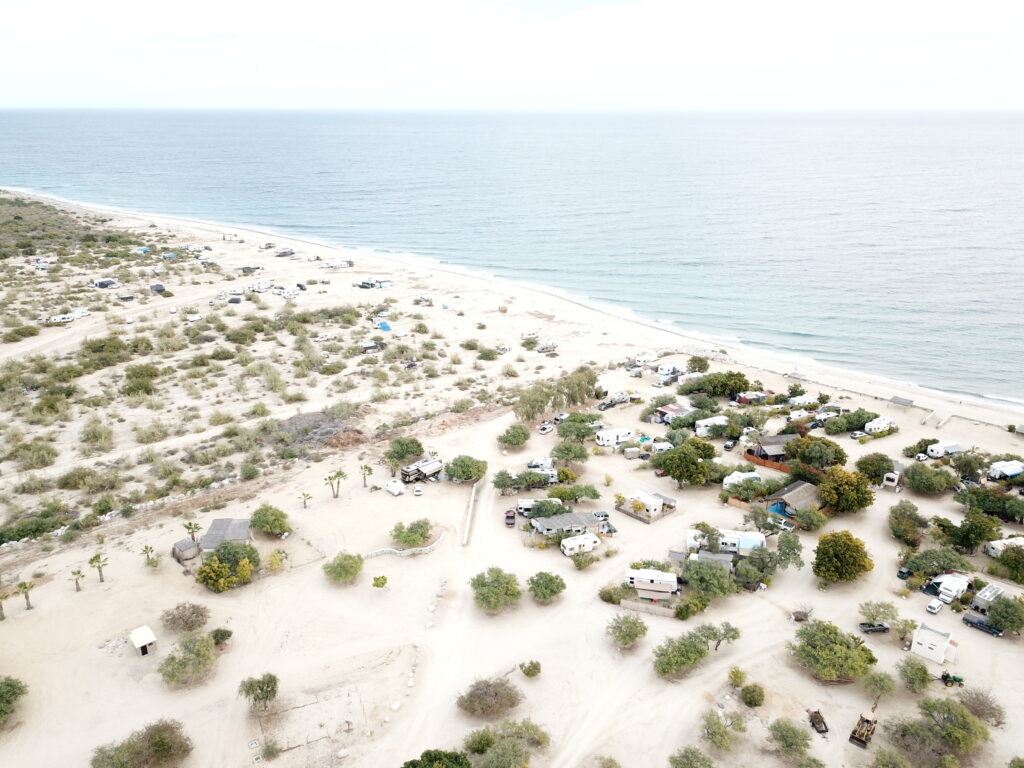 RV occupying a stream in mexican community of Los Barriles (Baja California Sur). This is a flood risk zone.